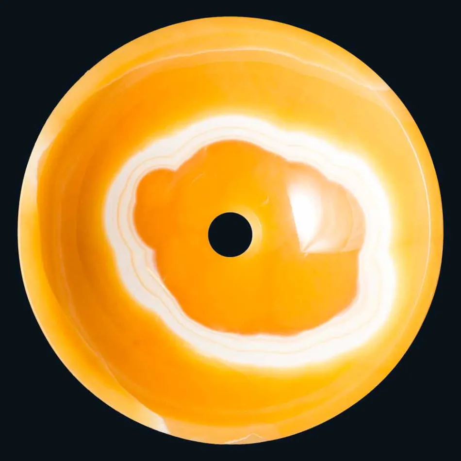 Countertop washbasin in orange onyx stone Aris Viadurini