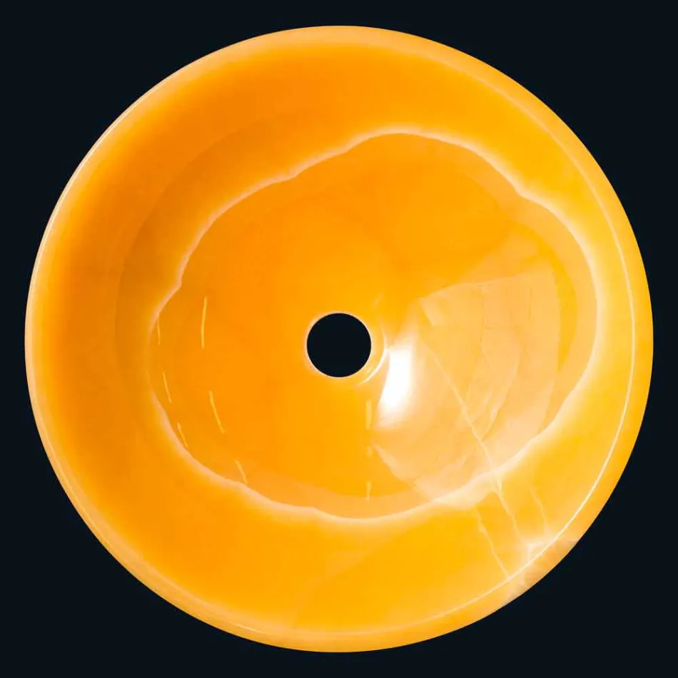 Countertop washbasin in orange onyx stone Aris Viadurini