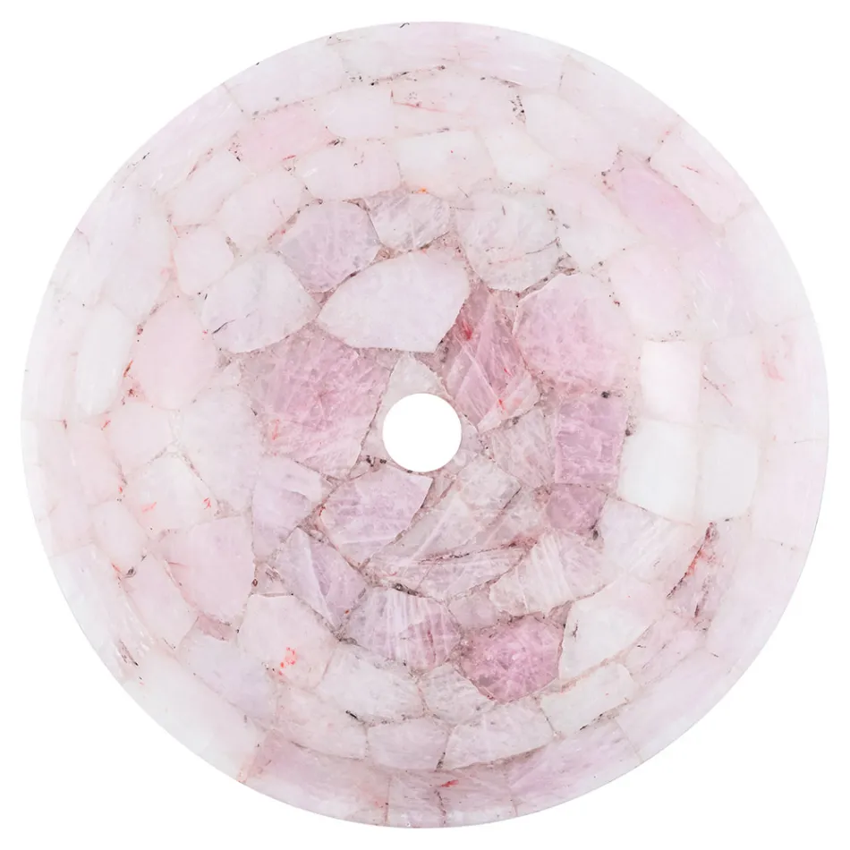 Paloma countertop washbasin handmade of rose quartz, unique piece Viadurini