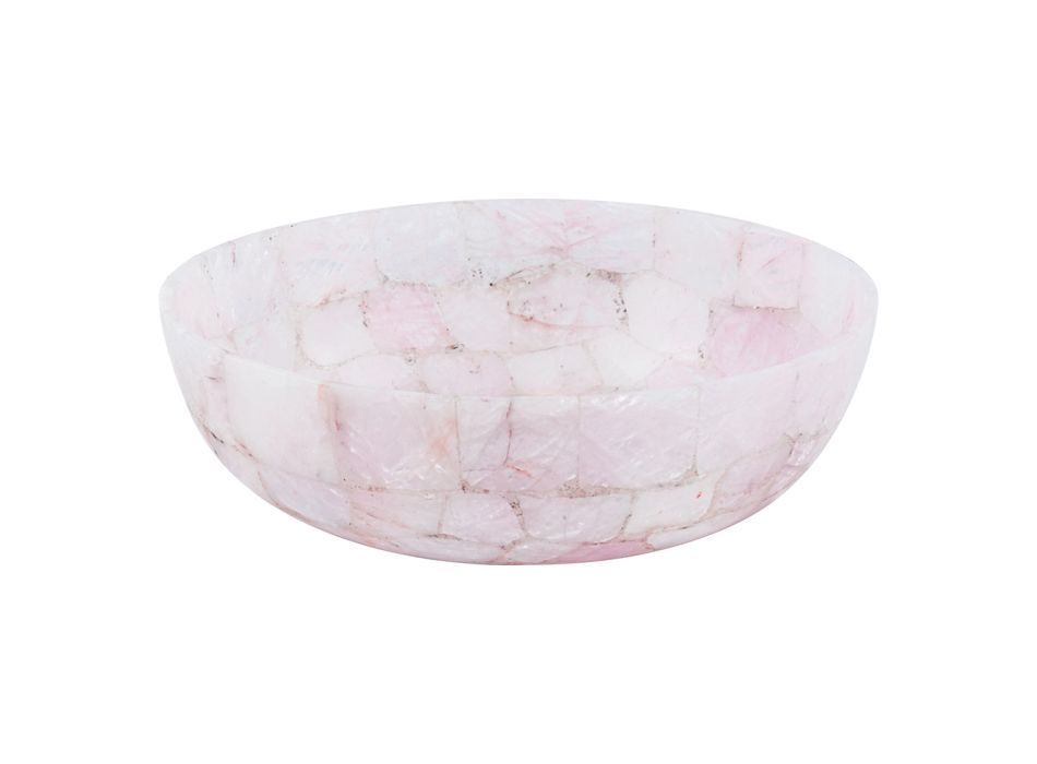 Paloma countertop washbasin handmade of rose quartz, unique piece Viadurini