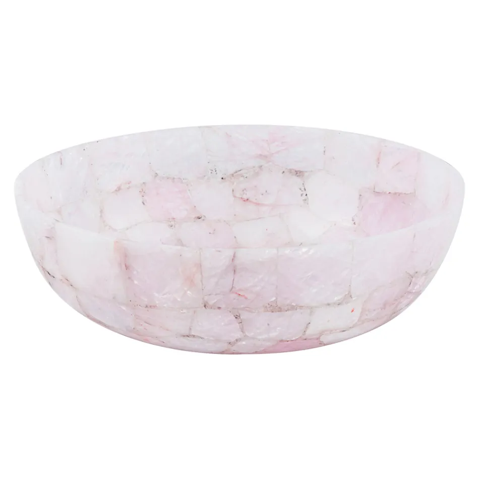 Paloma countertop washbasin handmade of rose quartz, unique piece Viadurini