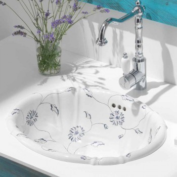 Round recessed washbasin in classic porcelain made in Italy, Santiago