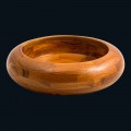 Leon round countertop washbasin handmade of teak, unique piece