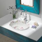 Vintage Hand-Cast Porcelain Washbasin with Flowers Made in Italy - Barbera Viadurini