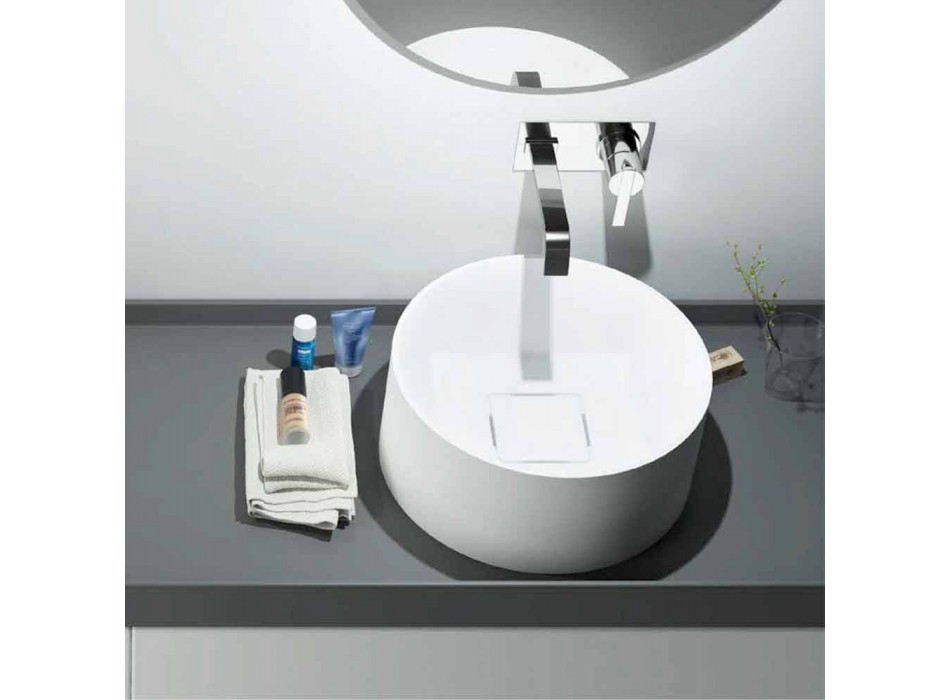 Round design countertop washbasin produced in Italy, Forino Viadurini