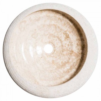 Circular sink hand-made in white marble, Bucciano