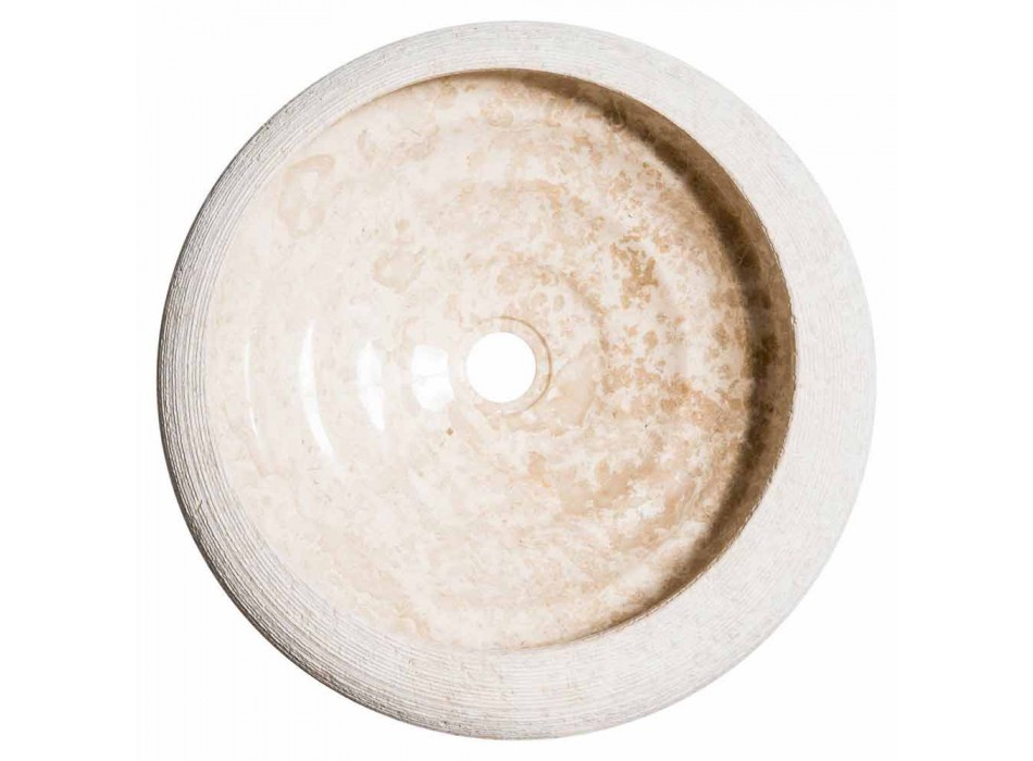 Circular sink hand-made in white marble, Bucciano