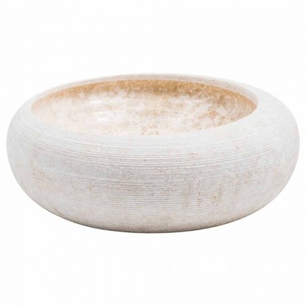 Circular sink hand-made in white marble, Bucciano Viadurini