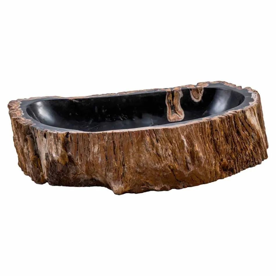 Modern countertop sink handmade in fossil wood, Negrar Viadurini