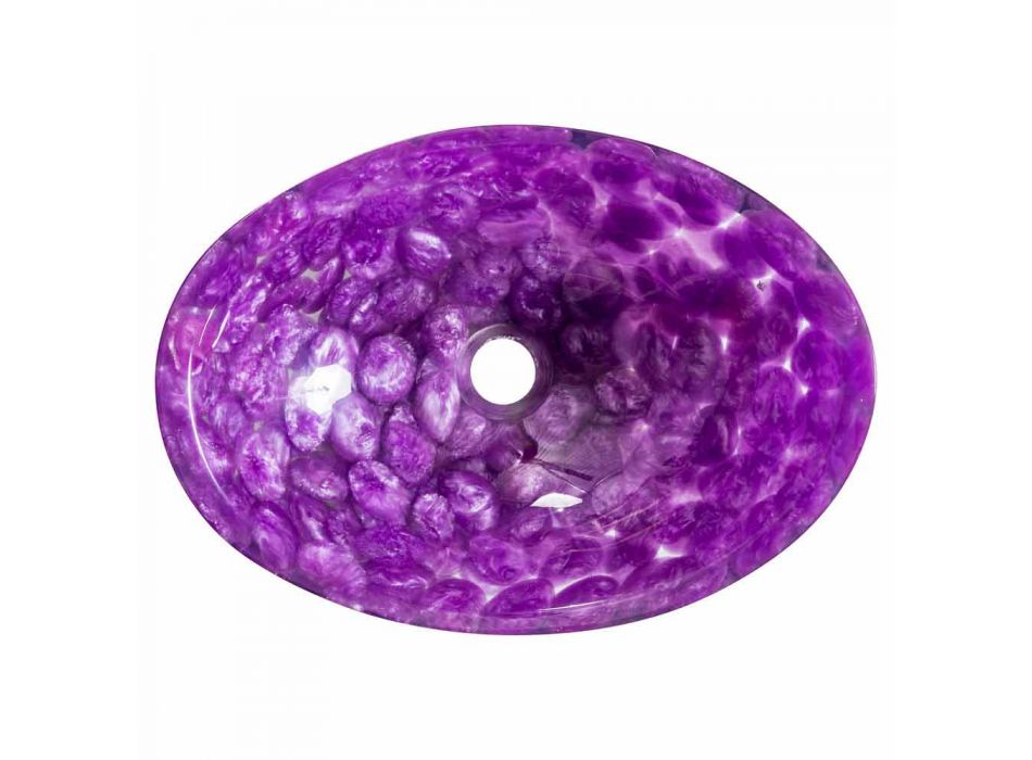 Oval design washbasin in purple resin, Buonalbergo Viadurini