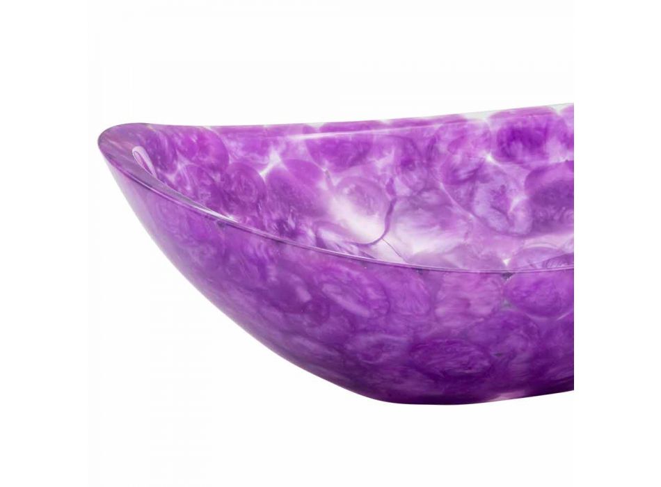 Oval design washbasin in purple resin, Buonalbergo Viadurini