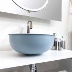 Round Countertop Sink in White and Sky Blue Enamelled Metal - Sky Viadurini