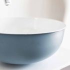 Round Countertop Sink in White and Sky Blue Enamelled Metal - Sky Viadurini