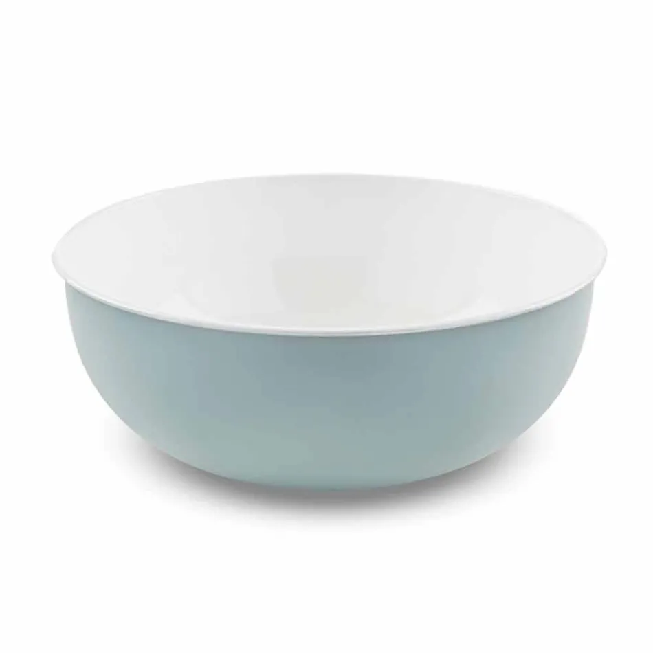 Round Countertop Sink in White and Sky Blue Enamelled Metal - Sky Viadurini