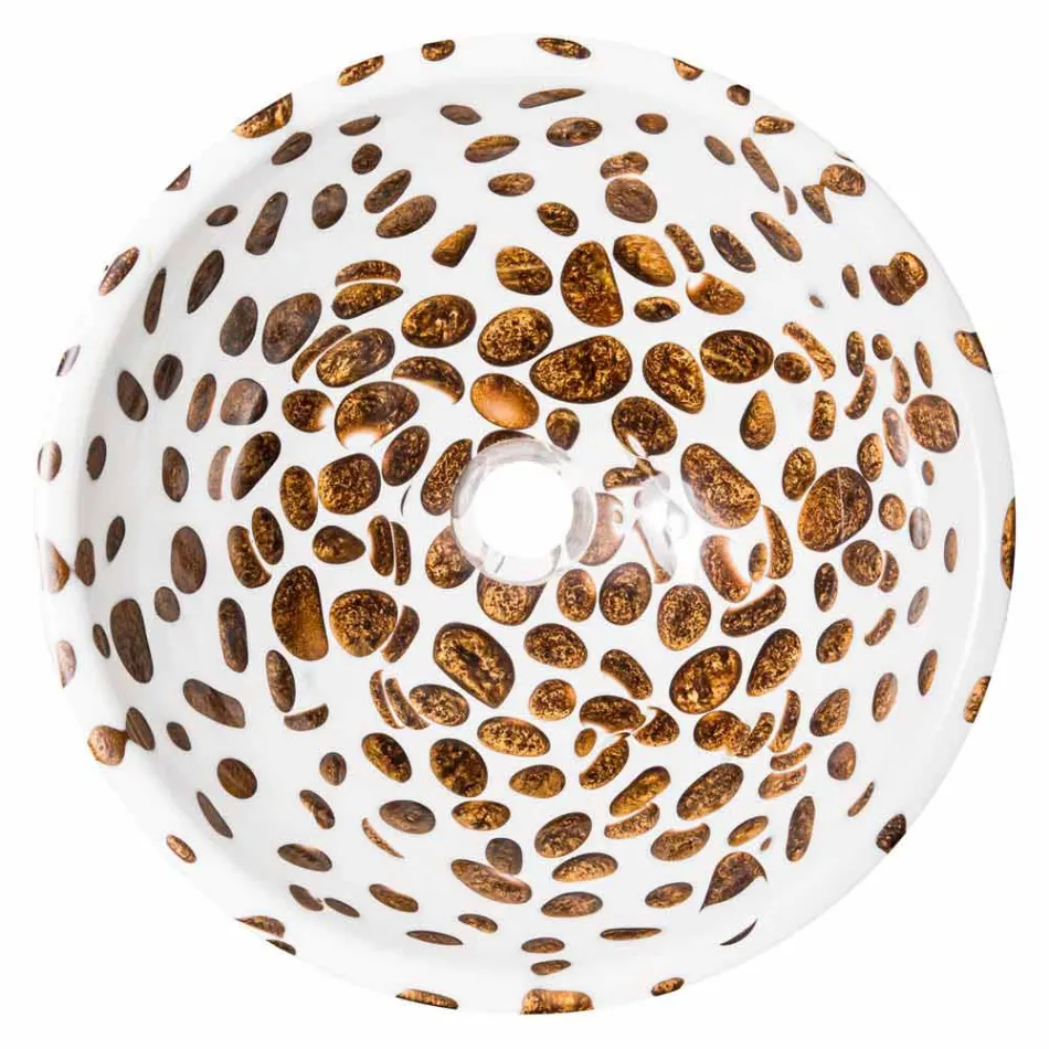 Modern round handmade countertop sink in resin, Bussi Viadurini