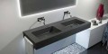 Modern suspended double sink in Texolid made in Italy, Rufina
