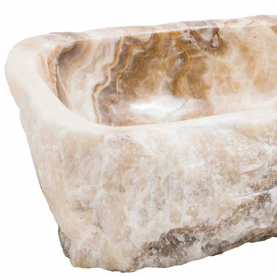 Modern countertop sink in handmade onyx stone, Buttrio Viadurini
