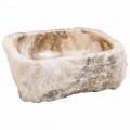 Modern countertop basin handmade of onyx stone, Buttrio, unique piece