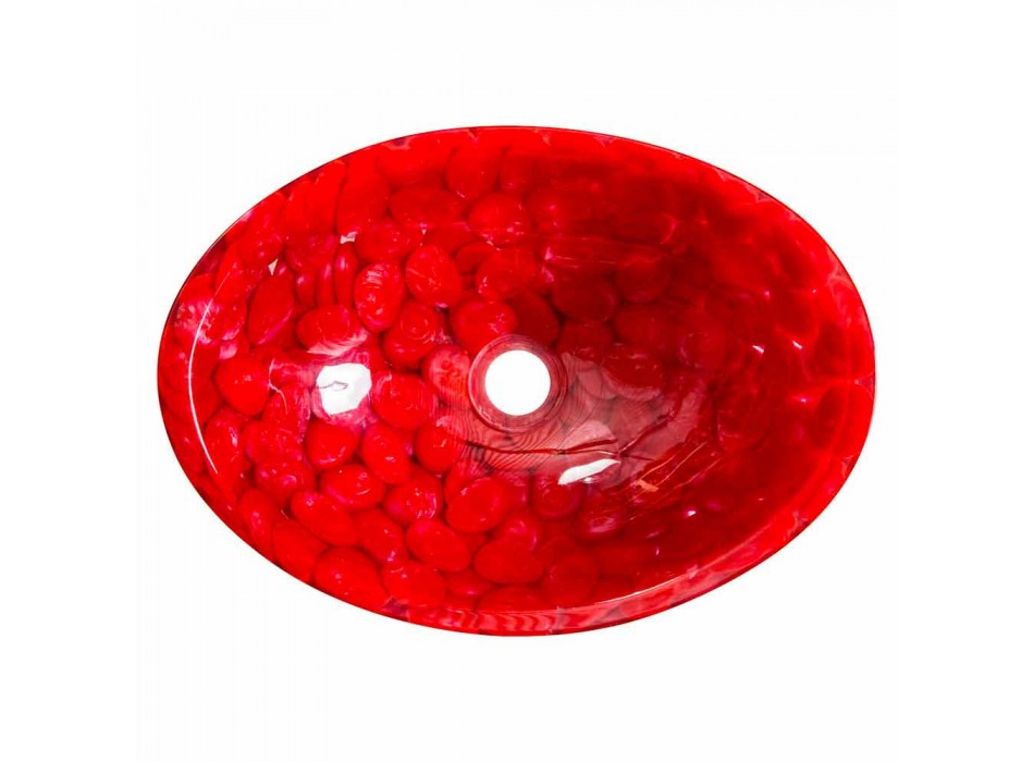 Modern countertop sink in red resin handmade, Buscate Viadurini
