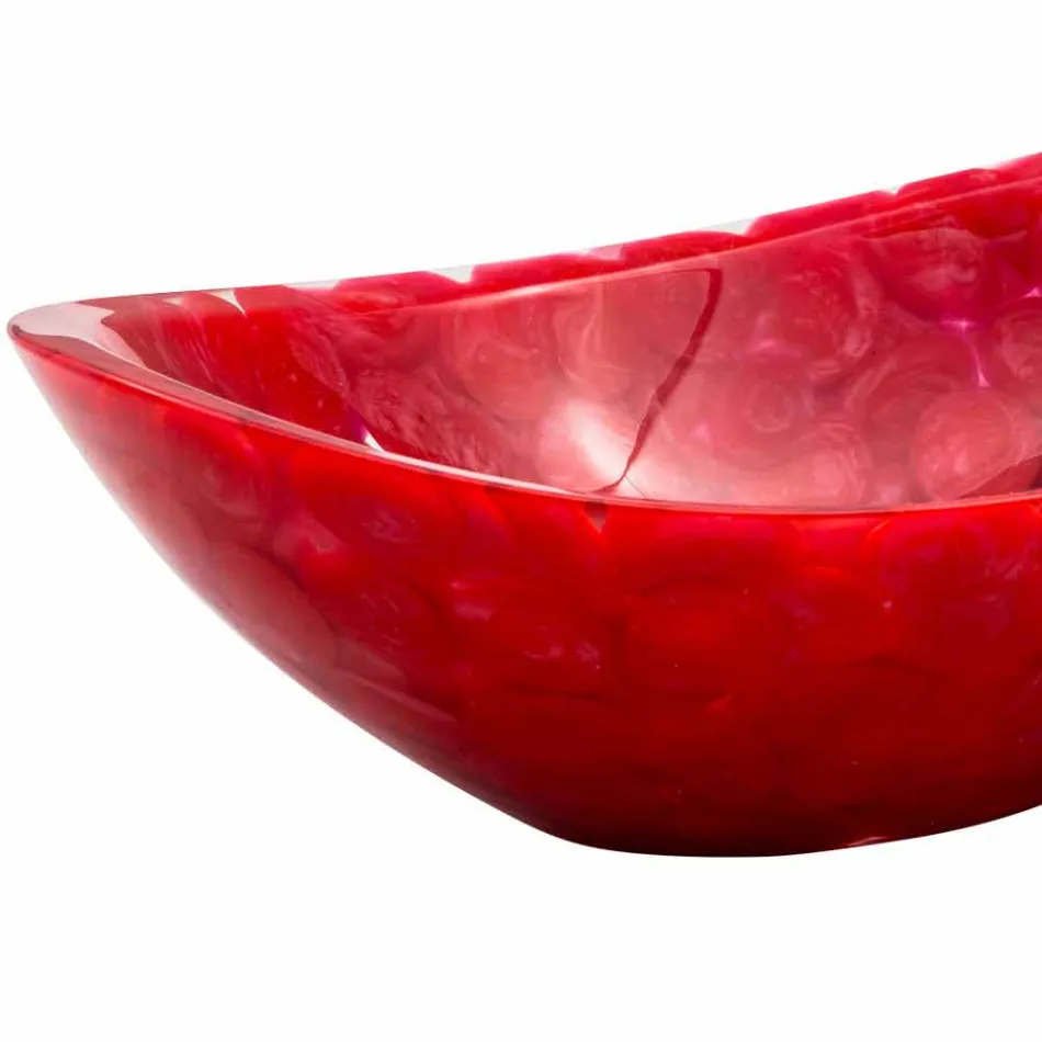Modern countertop sink in red resin handmade, Buscate Viadurini