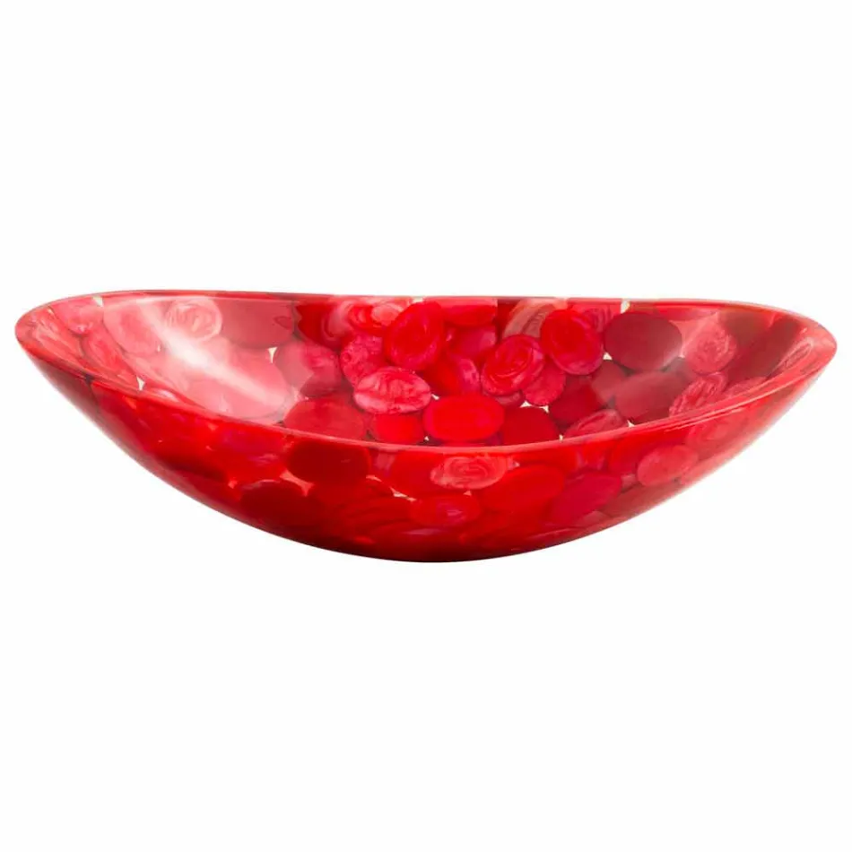 Modern countertop sink in red resin handmade, Buscate Viadurini