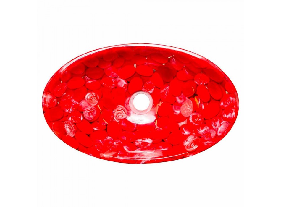 Modern countertop sink in red resin handmade, Buscate Viadurini