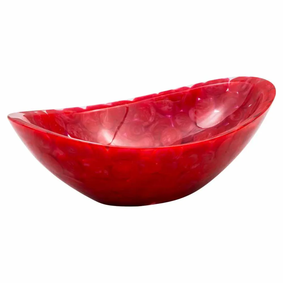 Modern countertop sink in red resin handmade, Buscate Viadurini