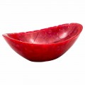 Modern handmade countertop basin in red resin, Buscate, unique piece