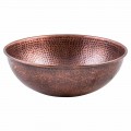Round handmade countertop washbasin in copper, Palaia, unique piece
