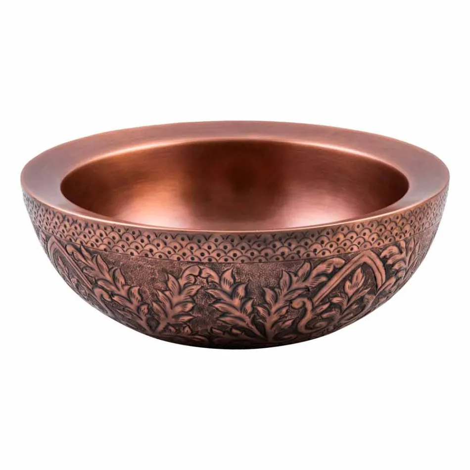 Round copper double wall sink countertop, Muros Viadurini