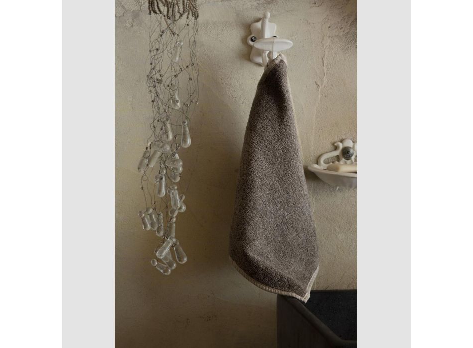 Sponge Washcloths for Guests with Linen Blend Border 6 Pieces - Comb Viadurini