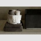 Bathroom Washcloths for Guests in Sponge with Linen Blend Border 6 Pieces - Comb Viadurini