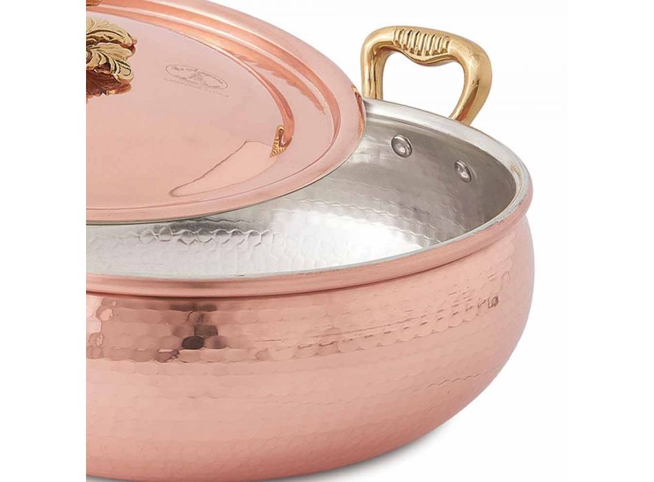 Vegetable Pot with Handmade Tinned Copper Lid Made in Italy 24 cm - Mariacarla Viadurini