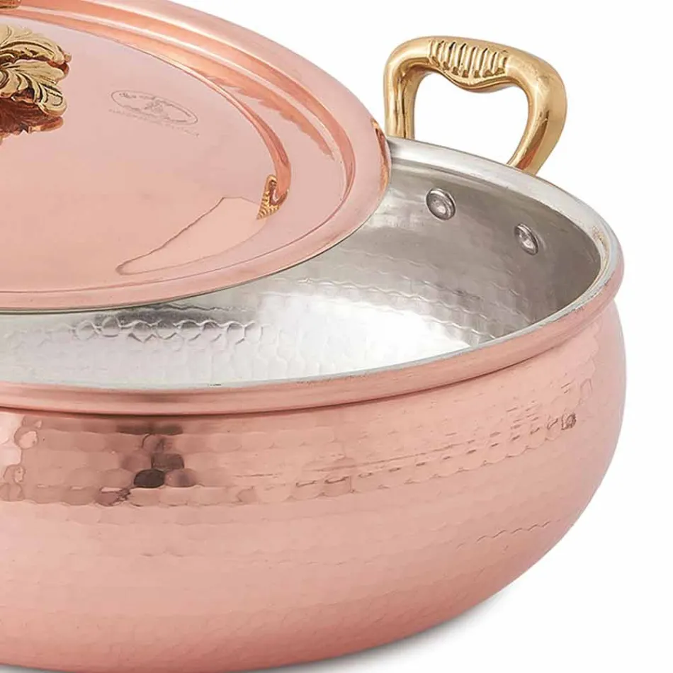 Vegetable Pot with Handmade Tinned Copper Lid Made in Italy 28 cm - Mariacarla Viadurini