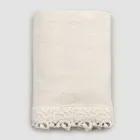 Double Bed Sheet in Linen with Poema Lace, 3 Finishes - Dulcis Viadurini