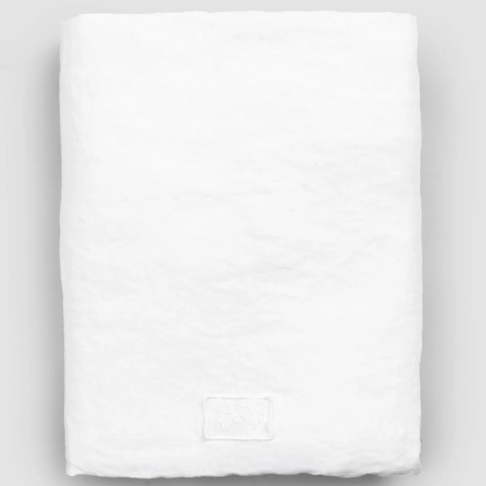 Luxury White Linen Double Fitted Sheet Made in Italy - Fiumano Viadurini