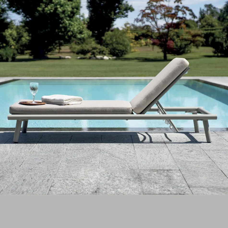 196x75 cm Outdoor Aluminum Sun Lounger with Cushion - Sundra Viadurini