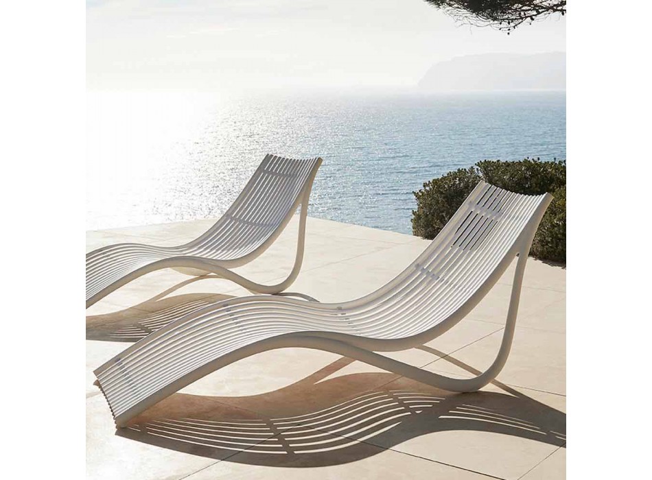 Outdoor Chaise Longue Sunbed, White or Ecru Plastic 4 Pieces - Ibiza by Vondom Viadurini