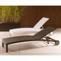 Adjustable garden chaise longue with wheels Sun Bed