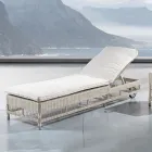 Outdoor Sunbed with Wheels in Hand Woven Polyrattan - Gigi Viadurini