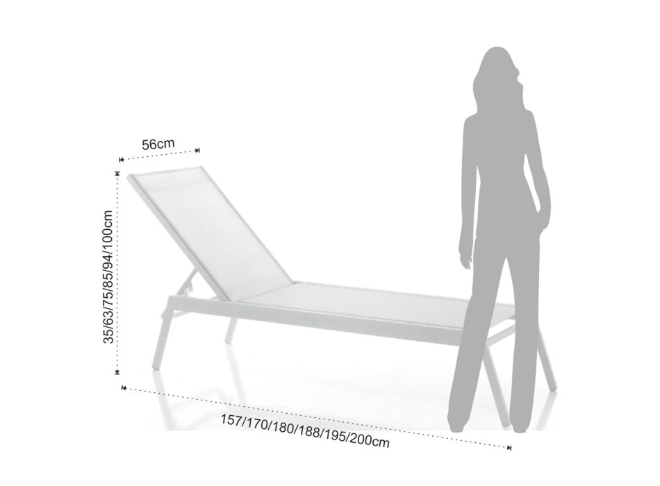 Outdoor lounger with adjustable backrest in 6 positions - Gallio Viadurini