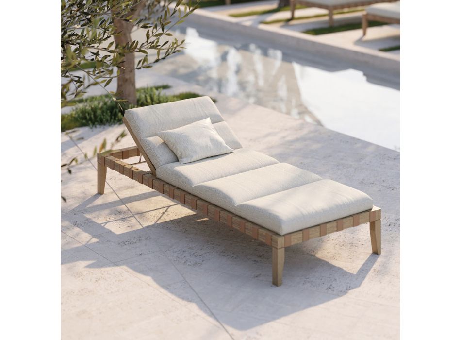 Outdoor Sunbed with Iroko Wood Structure Made in Italy - Brig Viadurini