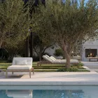 Outdoor Lounger with Teak Wood Frame Made in Italy - Briga Viadurini