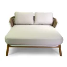 Outdoor Lounger with Teak Frame, Ropes and Cushions - Tent Viadurini