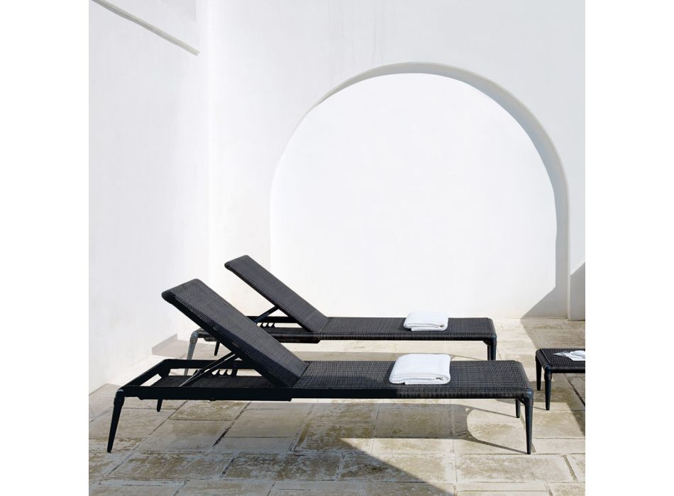 Outdoor Stackable Sunbed in Aluminum and WaProLace Made in Italy - Marissa Viadurini