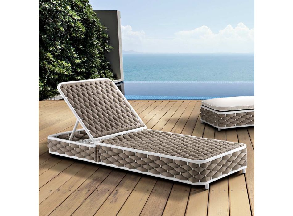 Outdoor Sunbed in Aluminum and Woven Fabric with Wheels - Reda Viadurini