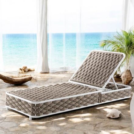 Outdoor Sunbed in Aluminum and Woven Fabric with Wheels - Reda Viadurini