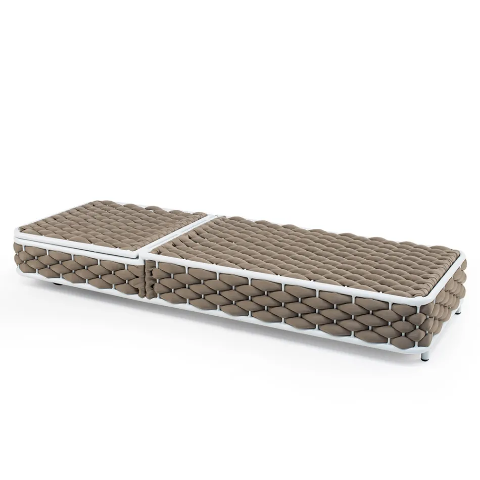 Outdoor Sunbed in Aluminum and Woven Fabric with Wheels - Reda Viadurini