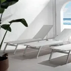 Outdoor Sunbed in Aluminum and Textilene with Retractable Wheels, 2 Pieces - Donkey Viadurini