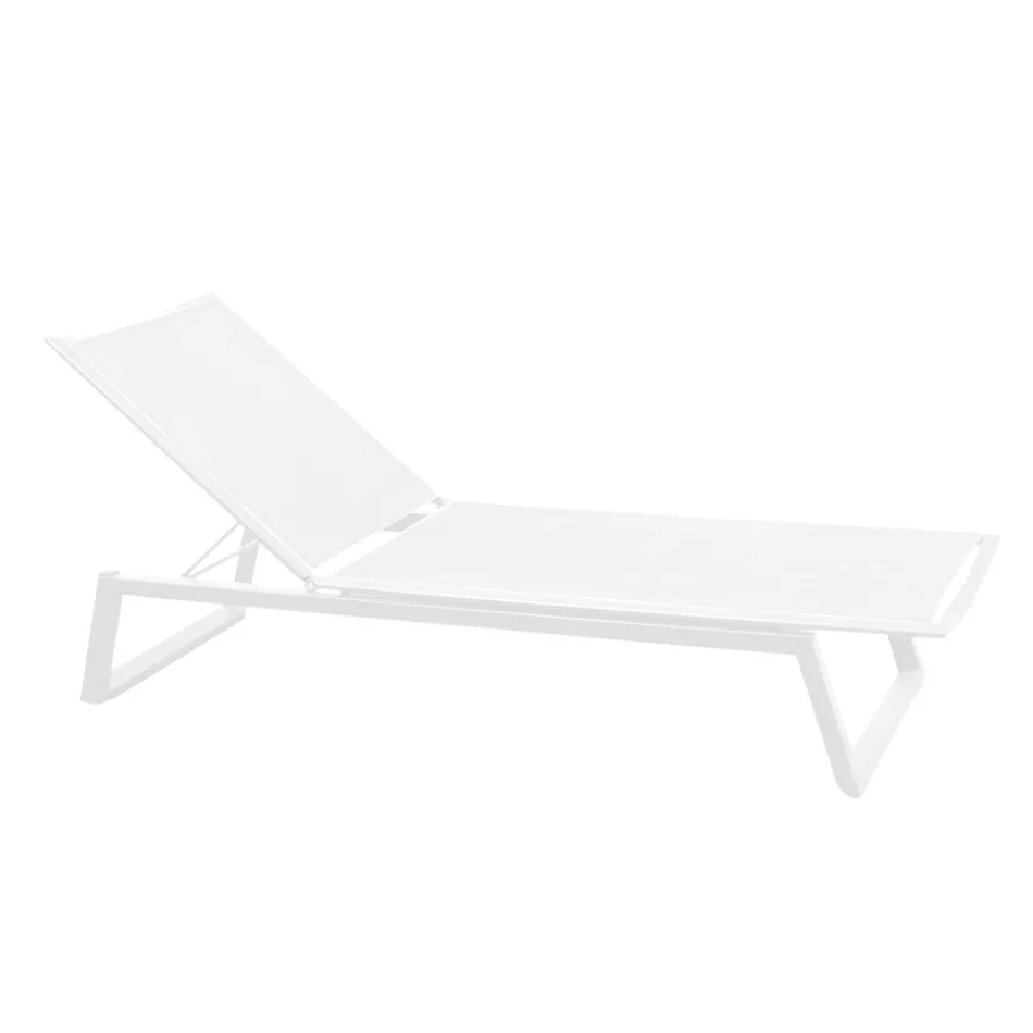 Outdoor Sunbed in Aluminum and Textilene with Retractable Wheels, 2 Pieces - Donkey Viadurini